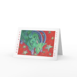 Zodiac Capricorn 'Happy Birthday' card white card