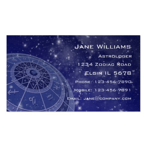 Zodiac Horoscope Business Card (front side)