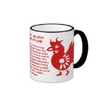 ZODIAC PAPERCUT ROOSTER ILLUSTRATION COFFEE MUGS