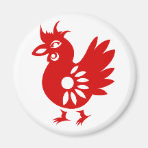 ZODIAC PAPERCUT ROOSTER ILLUSTRATION MAGNETS