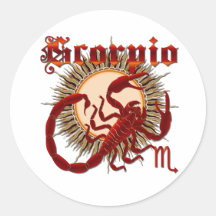 Zodiac Scorpio-Design-1 View Below Hints Round Stickers