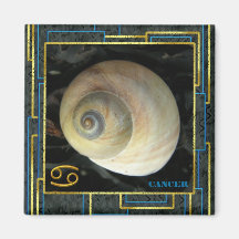 Zodiac Sign Cancer with Moon Shell Magnet