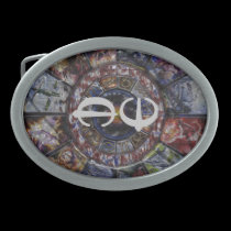 Zodiac Wheel Marble Personalized Belt Buckle 