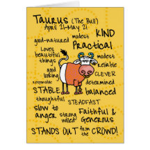 zodiac word cards - taurus
