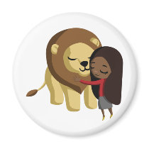 Zoe and Peanut the Lion Fridge Magnet