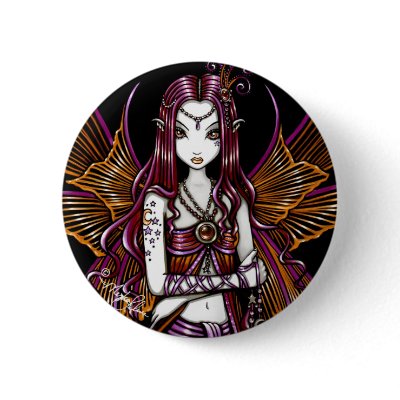 "Zoe" Orange Sherbert Fairy Fantasy Button by mykajelina