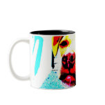Zoe with bright colors mugs