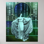 Zohara: Art Deco Woman in Aqua & Green Posters