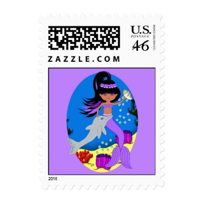 Zola the Mermaid and Dolphin Postage by KirstenEdwards