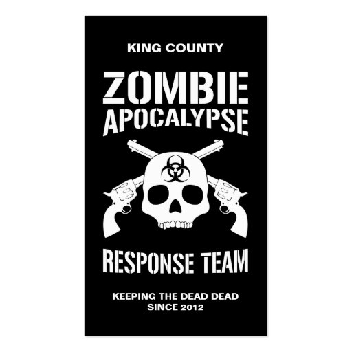 Zombie Apocalypse Business Cards (front side)