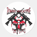 Zombie apocalypse round sticker