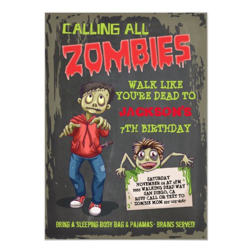 zombie birthday party invitations zazzle zombie party invitations