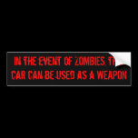 Zombie Car Disclaimer Bumper Stickers