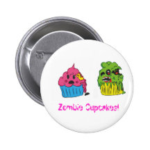 Zombie Cupcake Badge Pinback Buttons