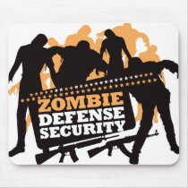 Zombie Defense Security - Black and Orange mousepads