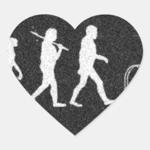 zombie evolution from monkey to human to zombie heart sticker
