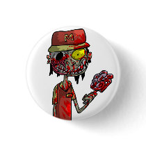 Zombie Fast-Food Worker buttons by Eggheadcheesybird Zombie Fast-Food Worker buttons