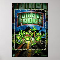 dead, evil, frog, funny, halloween, humor, reptile, road, kill, toad, tree, undead, zombie, monsters, creatures, Poster with custom graphic design