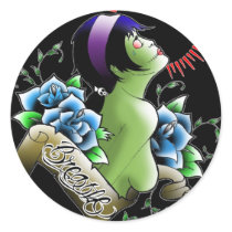 Zombie GIrl Tattoo Flash stickers by aworldasleep Zombie GIrl Tattoo Flash stickers