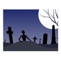 Zombie Graveyard Halloween postcards