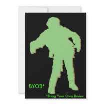 Zombie Green Silhouette invitations