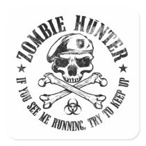 zombie hunter undead living dead square stickers