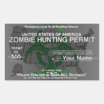 Zombie hunting permit template rectangular sticker