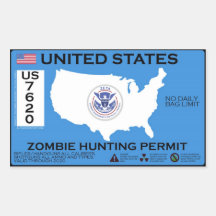 Zombie Hunting Permit - ZETA Rectangular Sticker