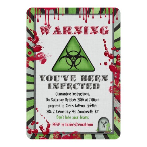 zombie infection party invitation zazzle zombie party invitations