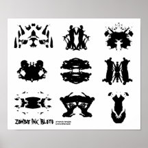 Zombie Ink Blot Rorschach dark psychology Art Print