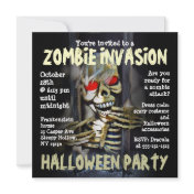 Zombie Invasion Halloween Party Invitation