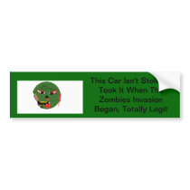 Zombie Invasion Means Free Car Bumper Sticker