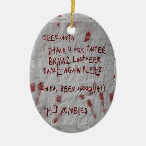 zombie letter to santa christmas tree ornaments