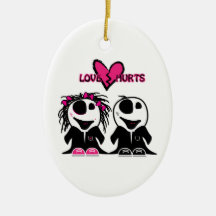 ZOMBIE LOVE HURTS CHRISTMAS ORNAMENT