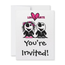 ZOMBIE LOVE HURTS INVITATIONS
