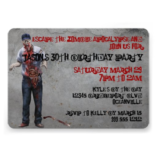 Zombie Mechanic Custom Birthday Invites