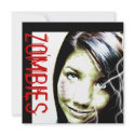 Zombie Movies Invite with cute Teen Zombie Girl invitation