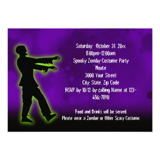 Zombie Party, Green Walker Personalized Invitations