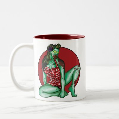 A wicked cool highquality zombie pinup mug The undead will fap for hours