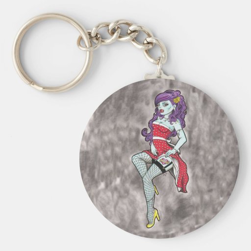 Zombie Pinup Roller Girl Keychain Zazzle