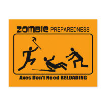 Zombie Preparedness Axes Reload Design Postcards