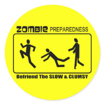 Zombie Preparedness Befriend Slow ALL COLOR Design Round Sticker