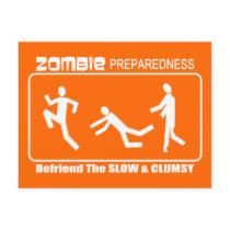 Zombie Preparedness Befriend Slow WHITE Design Post Cards