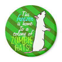zombie Rats round magnet #1 (albino oh green)