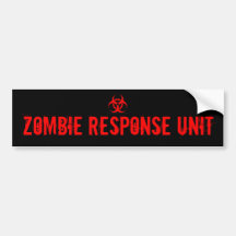 ZOMBIE RESPONSE UNIT BUMPER STICKERS