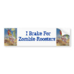 Zombie Rooster Chicken Halloween Art bumper stickers