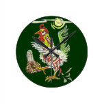 Zombie Rooster Chicken Halloween Art wall clocks