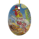 Zombie Rooster Chicken Halloween Art ornaments