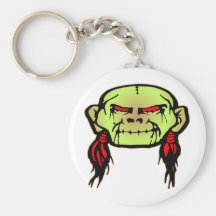 Zombie Shrunken Head Skull Keychain