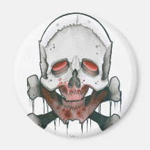 Zombie Skull and Crossbones Refrigerator Magnets